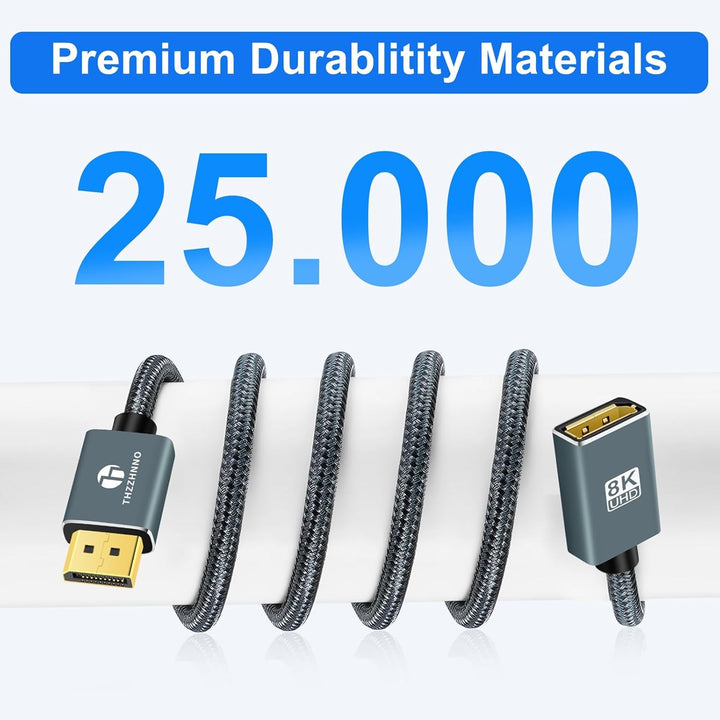 8K DisplayPort Verlängerungskabel 1,5M, DisplayPort 1.4 Stecker auf Buchse Kabel, DP auf DP Verlänge