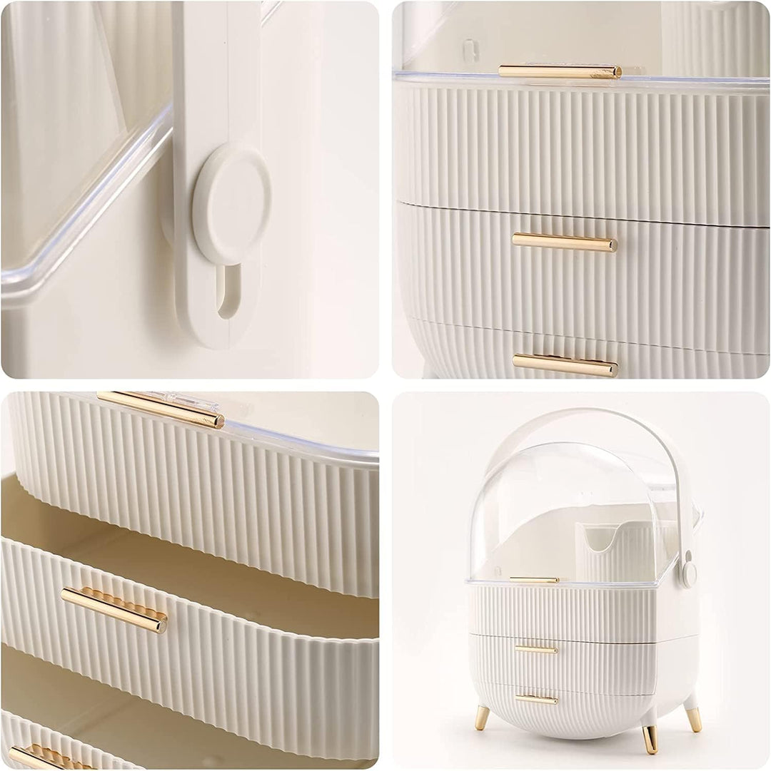 Kousee Make-up-Organizer und Aufbewahrung, tragbar, wasserdicht, staubdicht, Organizer mit Deckel, K
