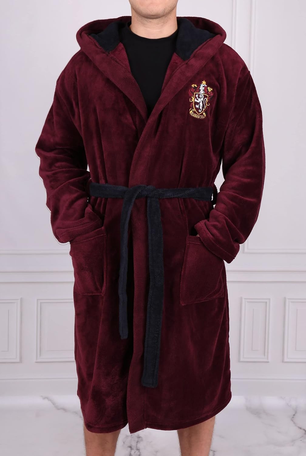 HARRY POTTER Hogwarts Bademantel/Morgenmantel, burgunderrot, für Herren S-M Rot, S-M Rot
