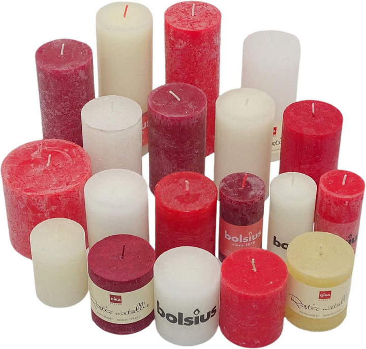 6 kg Rustic Stumpenkerzen durchgefärbt Rustik Qualität Kerzen Set Kerzenpaket Mix gemischt nach Farb