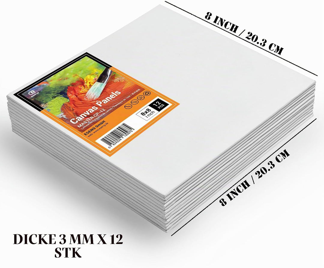 ESENG® Malkarton, 100% Baumwolle, 3mm dick (15.2x15.2 cm | 6x6 Zoll, 18 Stück) 6x6 Zoll | 18 Stück,