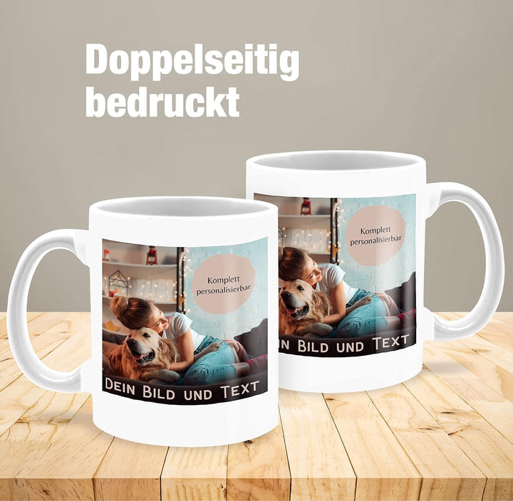 Tasse Tassen 325ml - eigenem - Foto Bild Geschenk I Dein Bild und Text - 325 ml - Weiss - fototasse