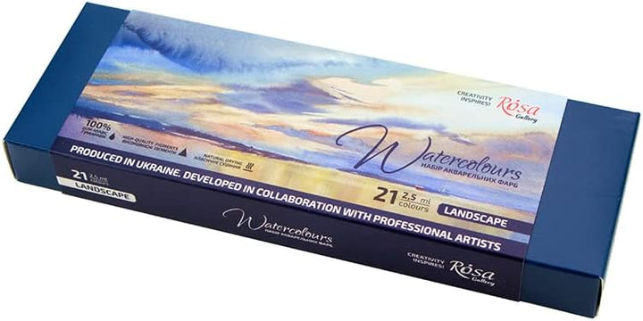 Rosa Gallery Landscape Professional Aquarellfarben-Set, 21 Wasserfarben à 2,5 ml, Hohe Lichtechtheit