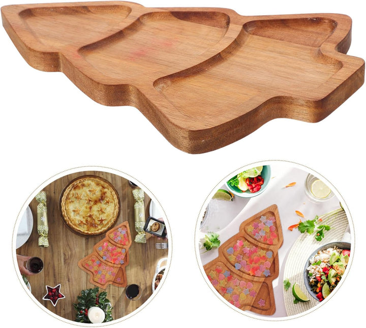 Toyvian Weihnachtsbaum Servierplatte aus Akazienholz Nachhaltiges Langlebiges Snack Vorspeisentablet