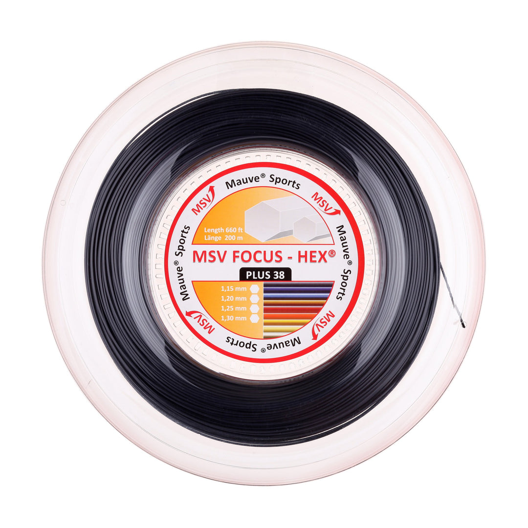 MSV Saitenrolle Focus-HEX Plus 38 1,30 mm Schwarz, 1,30 mm Schwarz