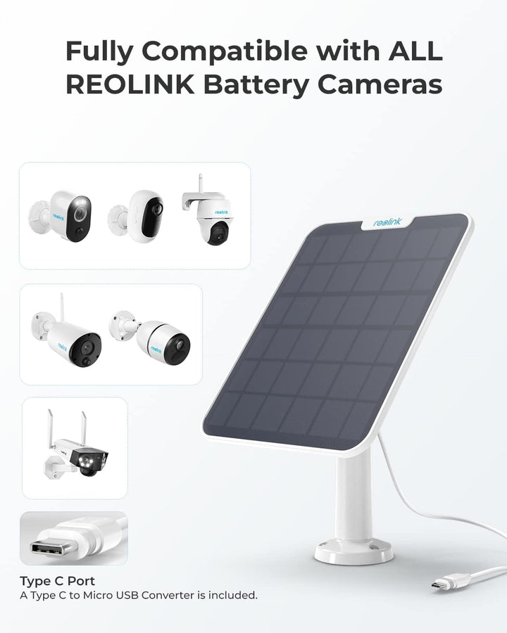 [2023 Update-Version] Reolink 6W Solarpanel für Akku Überwachungskamera Aussen, USB Schnittstelle, S