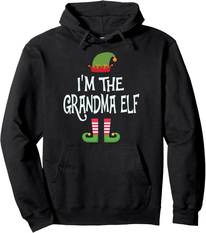 grandma elf Christmas Matching Outfit Pullover Hoodie