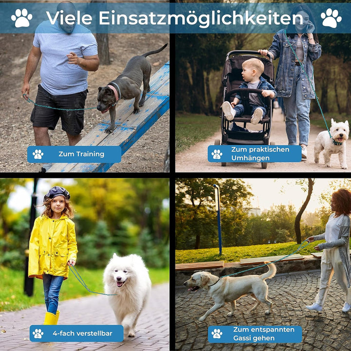 Testnote: Sehr gut - Hundeleine reflektierend I 2m, verstellbar, wetterfest & reissfest bis 250 kg I