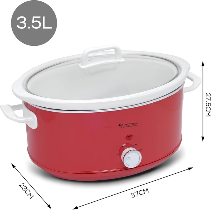 TurboTronic / Slow Cooker / 3,5 L / rot/weiss, hellblau/weiss, schwarz / Schongarer mit Warmhaltefun
