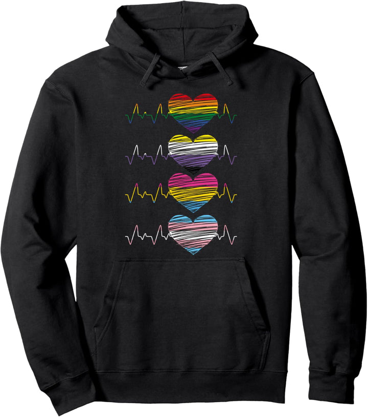 Transgender Pansexuell Nicht Binär Gay Pride Herzschlag LGBT Pullover Hoodie