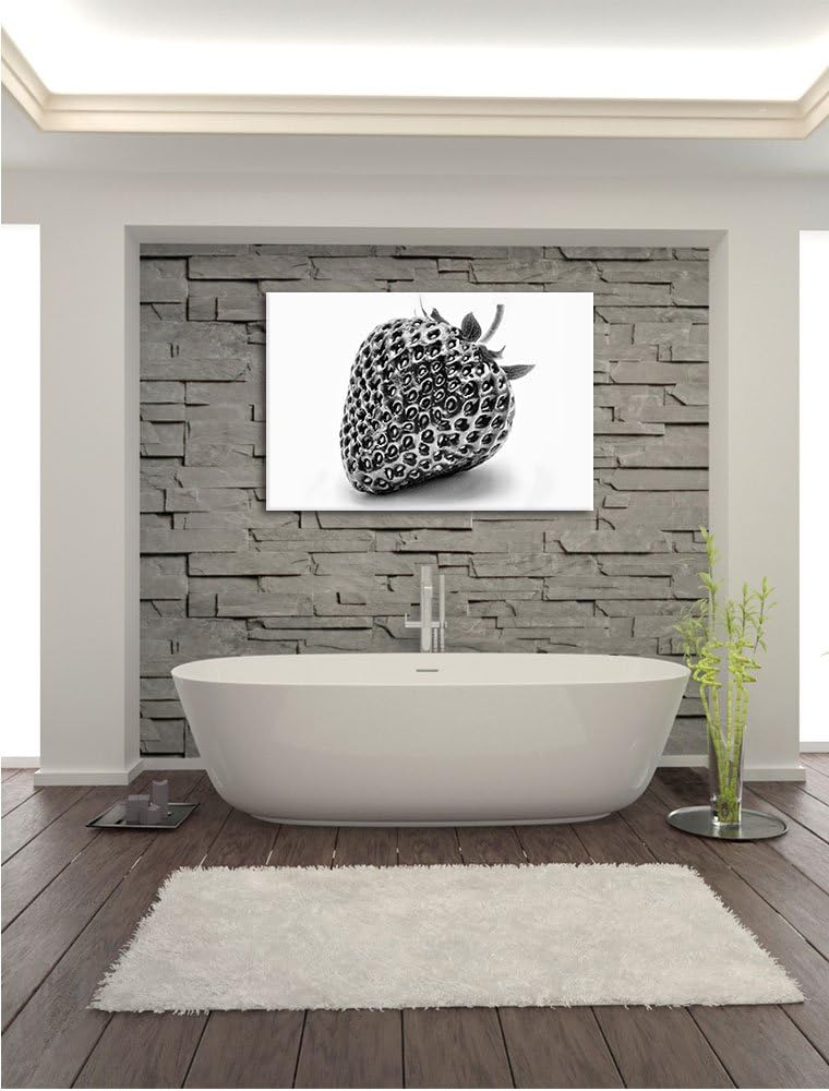 Pixxprint Erdbeere Strawberry Obst / 100x70cm Leinwandbild bespannt auf Holzrahmen/Wandbild Kunstdru