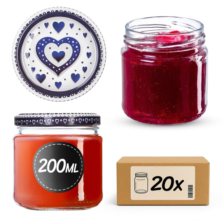 KADAX 20er Set Einmachgläser 200ml TO66, Marmeladengläser Vorratsgläser Mason Jar mit Schraubdeckel,