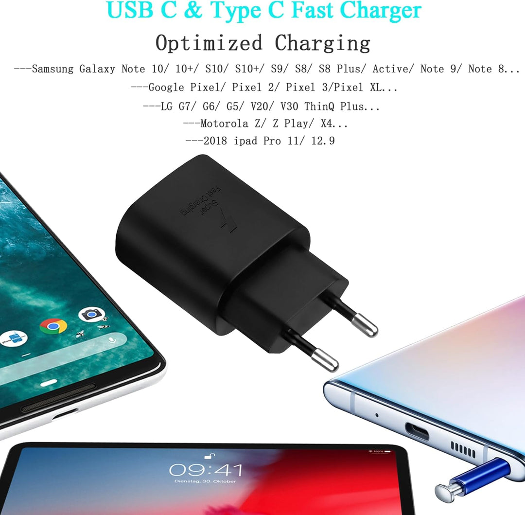 2-Pack Schnellladegerät für Samsung 25W Ladegerät, Typ C Nylon Ladekabel 2M für Samsung Galaxy S23 S