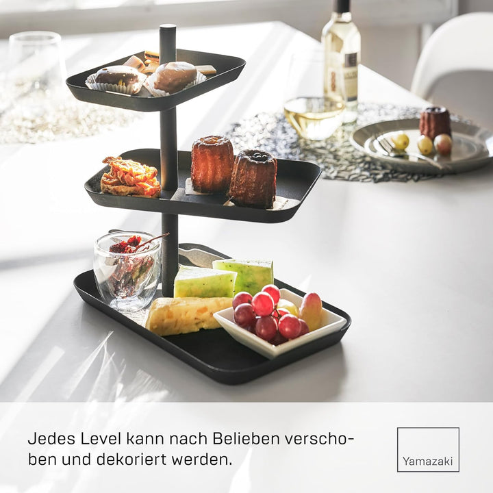 Yamazaki 4281 TOWER Etagere mit 3 Ebenen, schwarz, Stahl, Minimalistisches Design Schwarz Single, Sc