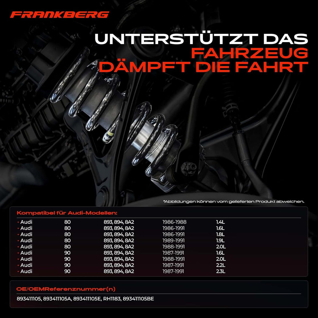 Frankberg 2x Federn Fahrwerksfeder Vorderachse Kompatibel mit 80 893 894 8A2 Stufenheck 1.4L-2.3L 19