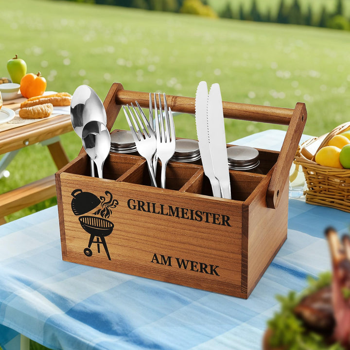 Nagoyuki Grillzubehör Männer Geschenk – Organizer/Tischbutler,Handgefertigte Aufbewahrungsbox aus Ak