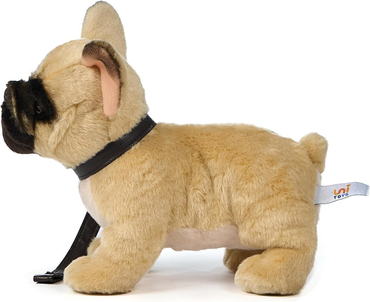 Uni-Toys - Französische Bulldogge (beige) - Mit Leine - 26 cm (Länge) - Plüsch-Hund - Plüschtier, Ku