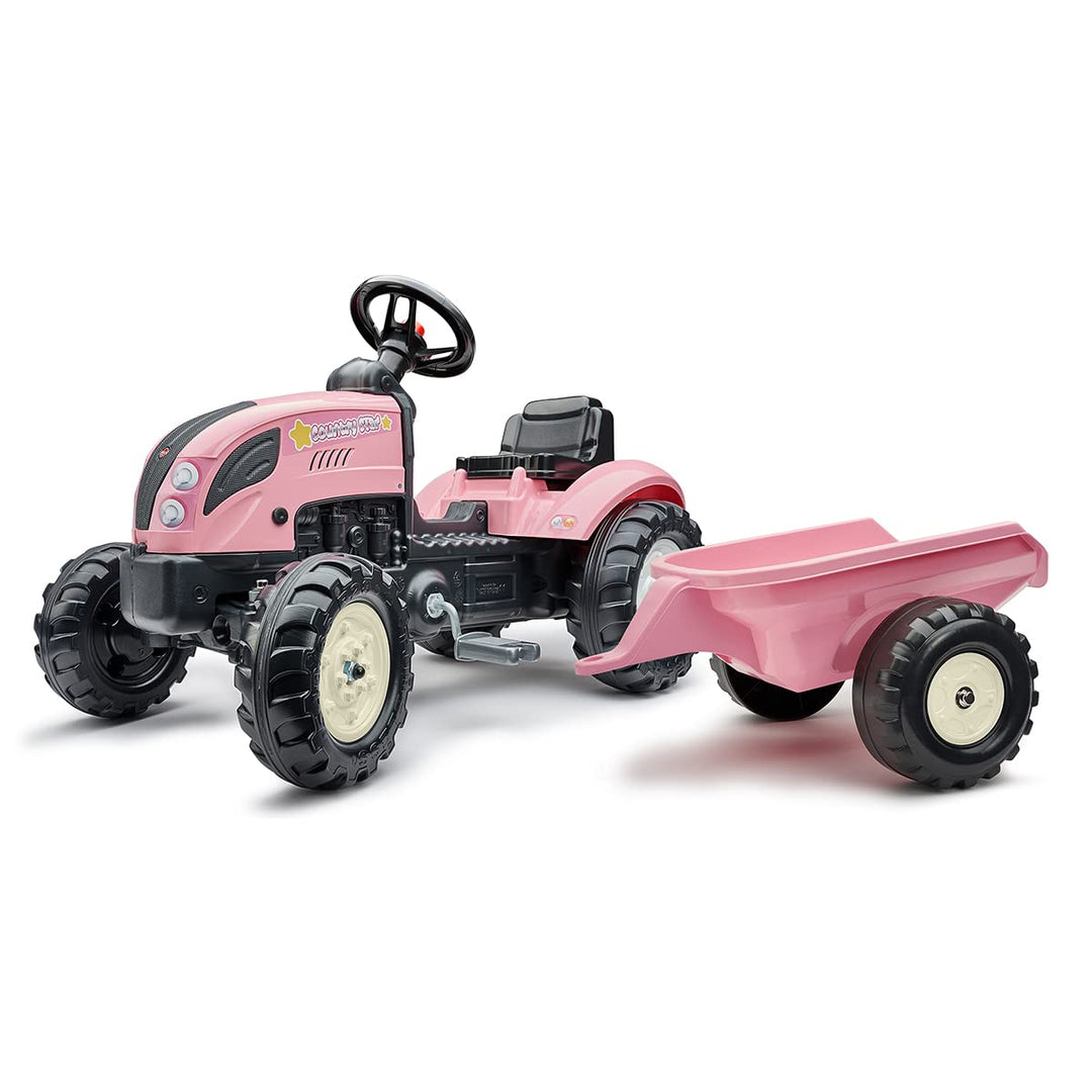 Falk - Traktor mit Pedalen Rainbow Star mit Anhänger – enthält 40% recyceltes Kunststoff 2056L – Ros