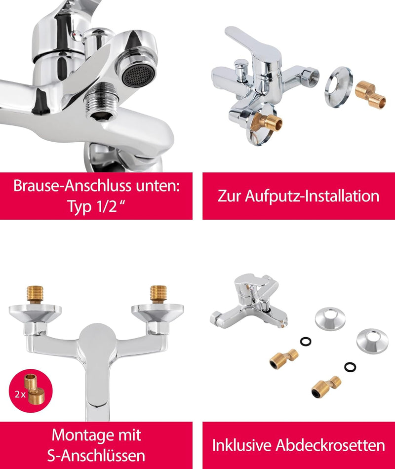 aquaSu® Basic Wannenarmatur 863 mit Umsteller, Typ 1/2 &