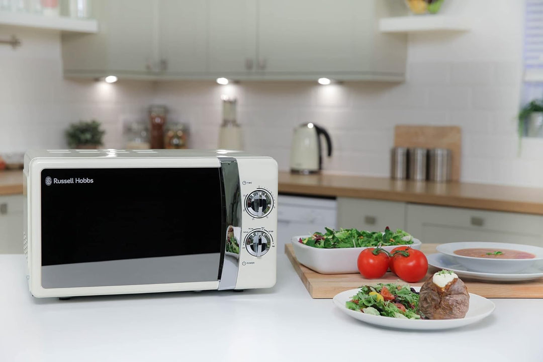 Russell Hobbs RHMM701C Manuelle Solo-Mikrowelle mit 5 Leistungsstufen, Klingelton und Timer, Auftauf