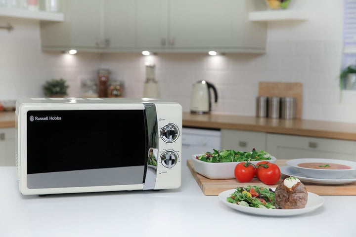 Russell Hobbs RHMM701C Manuelle Solo-Mikrowelle mit 5 Leistungsstufen, Klingelton und Timer, Auftauf