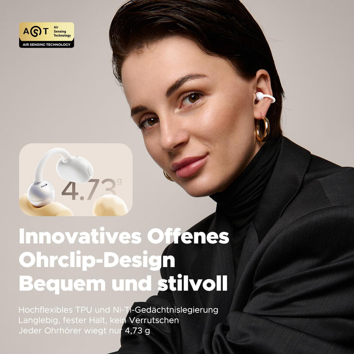 SoundPEATS POP Clip Open Ear Kopfhörer 5.4 Bluetooth Kopfhörer, Leicht Bequem Clip On Kopfhörer, Ohr