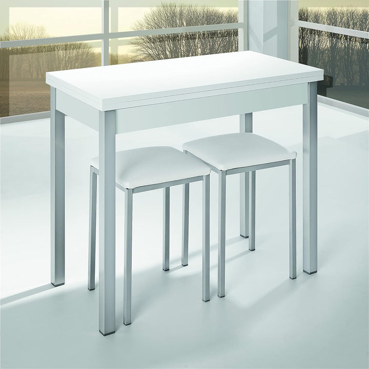 ASTIMESA Zwei Hocker für die Küche, quadratisch, Kunstleder, Schwarz, Schwarz