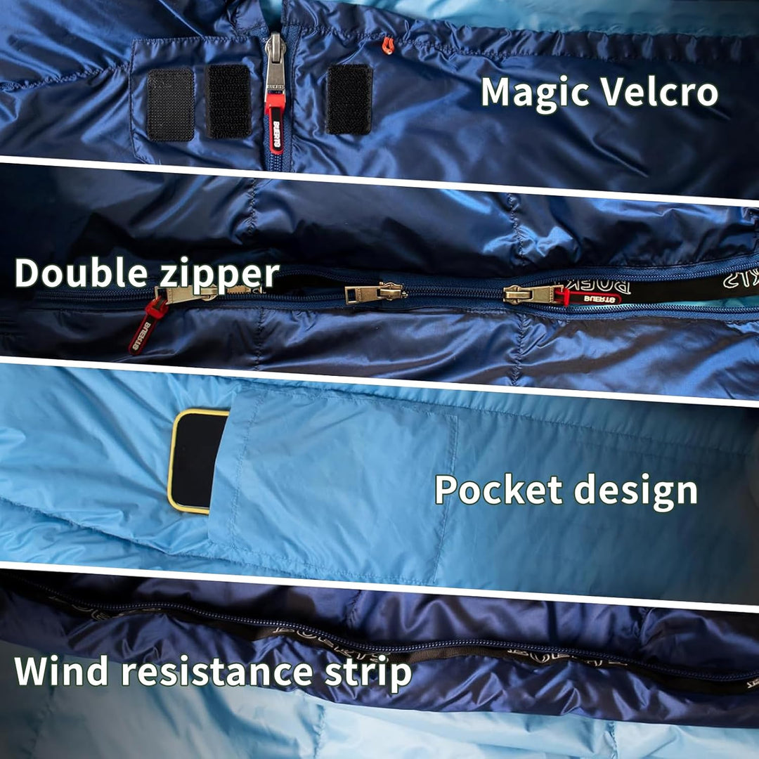 Ultraleichter Daunenschlafsack (680FP) – Kompaktes Packmass – 3 Jahreszeiten Schlafsack für Erwachse