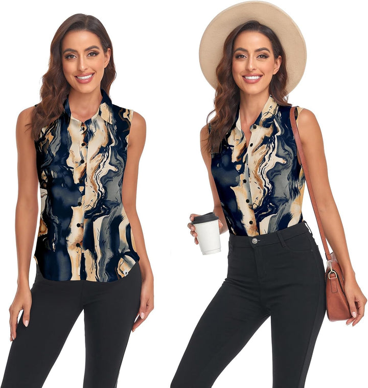 Soneven Bluse Damen Elegant Sport Tank Top mit Kragen Damen Ärmellos Poloshirt Golf Polo Sommer Ober