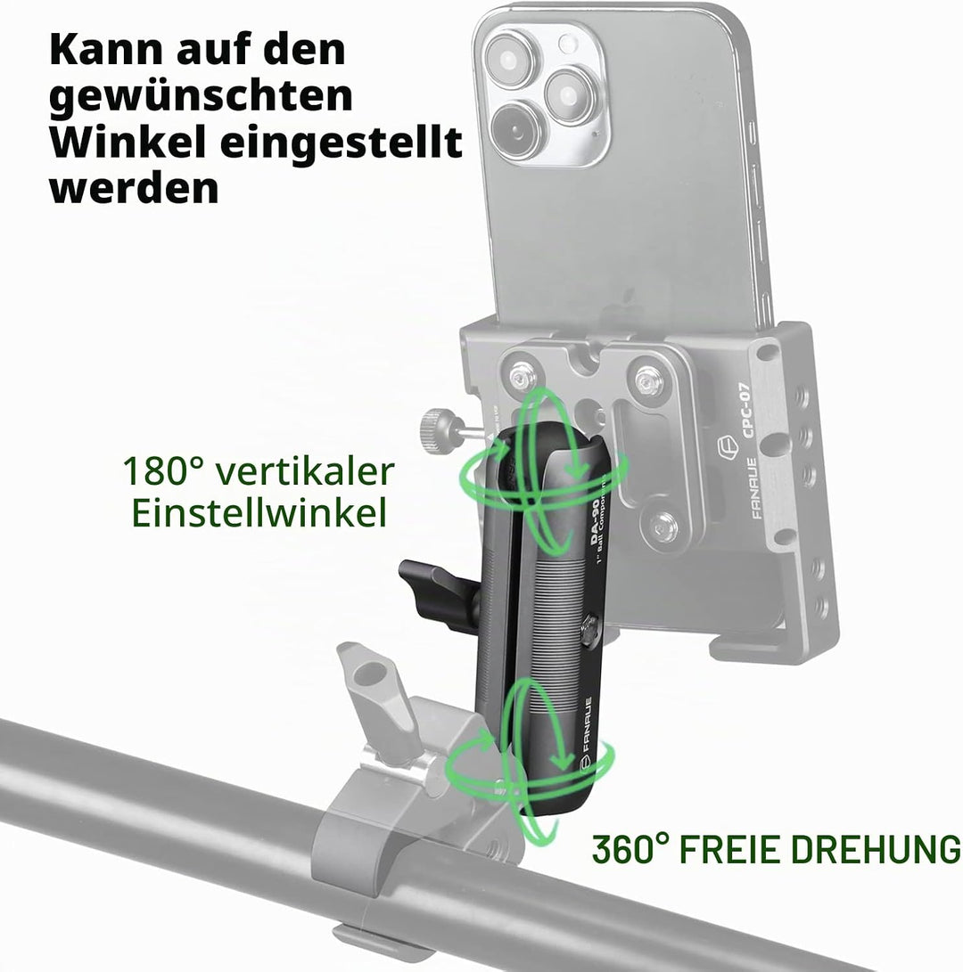 FANAUE Doppelbuchsenarm kompatibel mit RAM Mounts Type B 1" Ball Assembly und Motorrad-Handyhalterun
