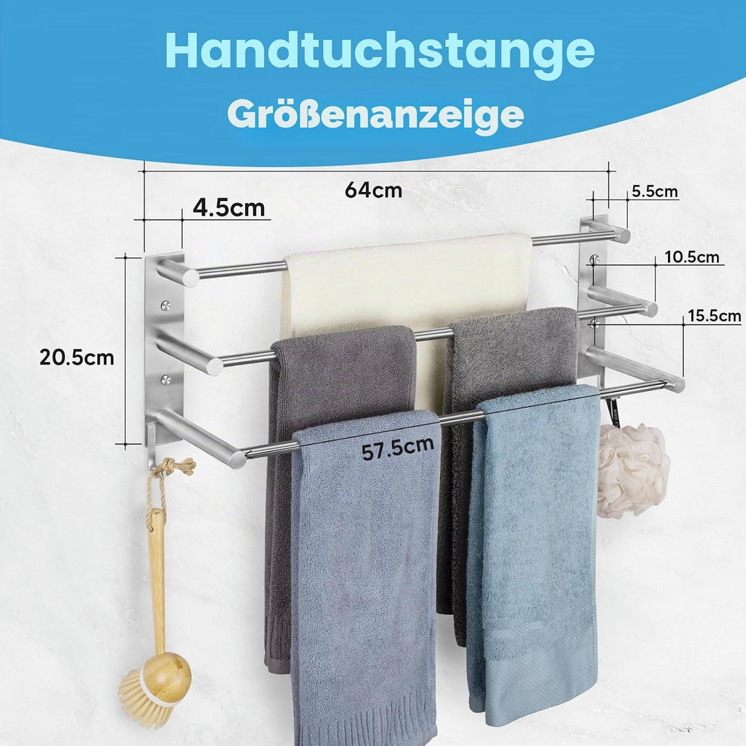 Handtuchhalter Ohne Bohren 3 Stangen Edelstahl SUS304 Bad Handtuchstange Selbstklebend Handtuchhalte