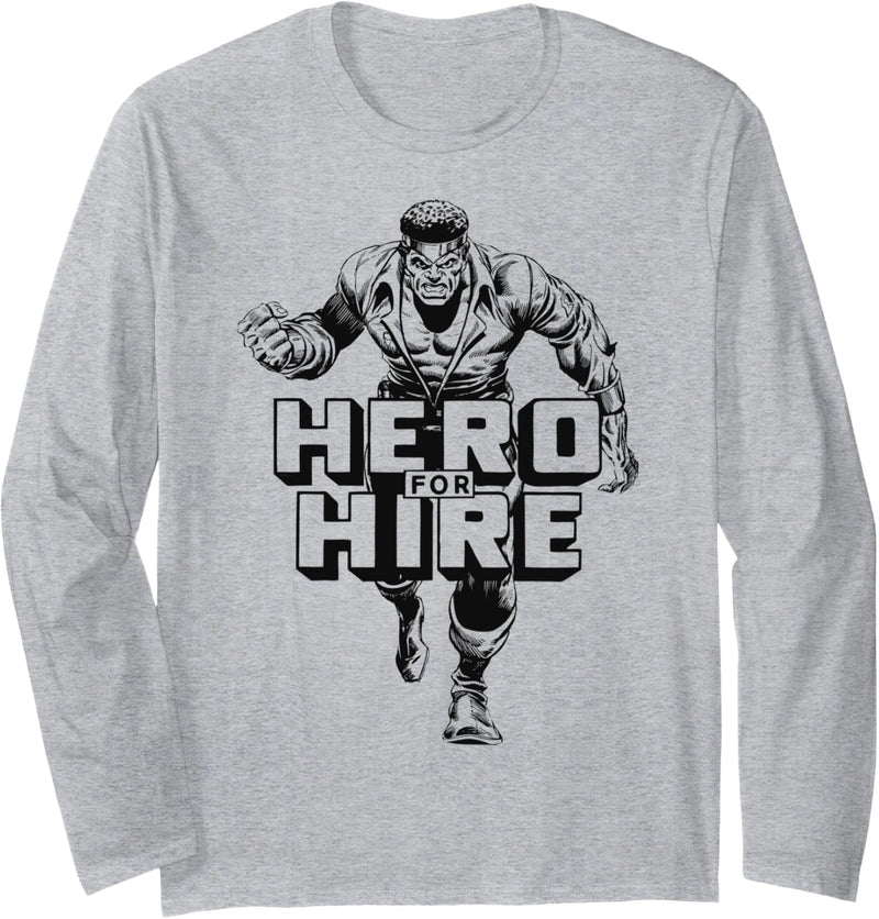 Marvel Heroes For Hire Luke Cage Grayscale Langarmshirt