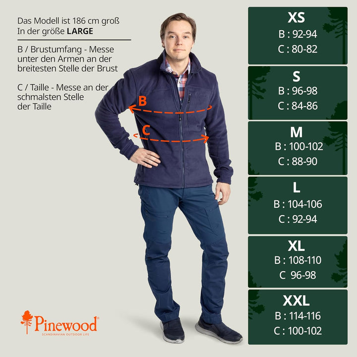 Pinewood Fleece Jacke für Herren. Zum Wandern, Trekking, Jagd, Hundesport und vielen Outdooraktivitä