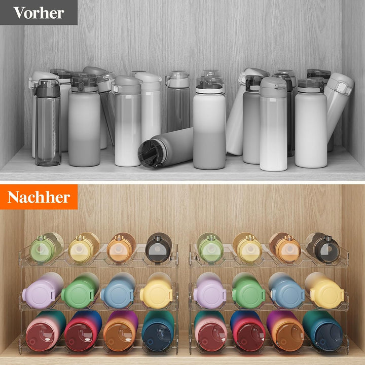 Lifewit Stapelbarer Flaschenhalter für Schrank, Gefrierschrank, Vorratskammer - Kunststoff-Wasserfla