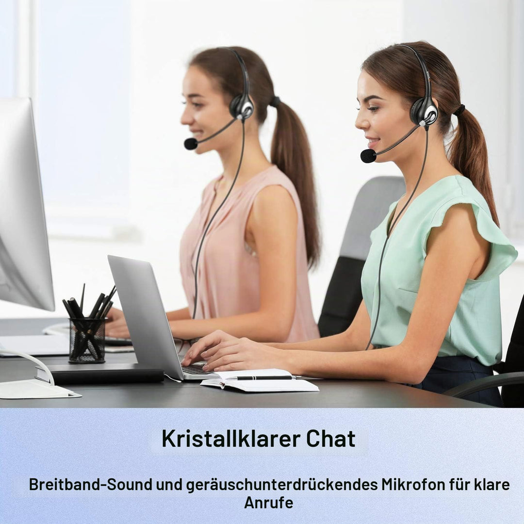 Wantek USB Headset mit Mikrofon für PC Laptop, Computer Headsets mit Mikrofon Noise Cancelling, Busi