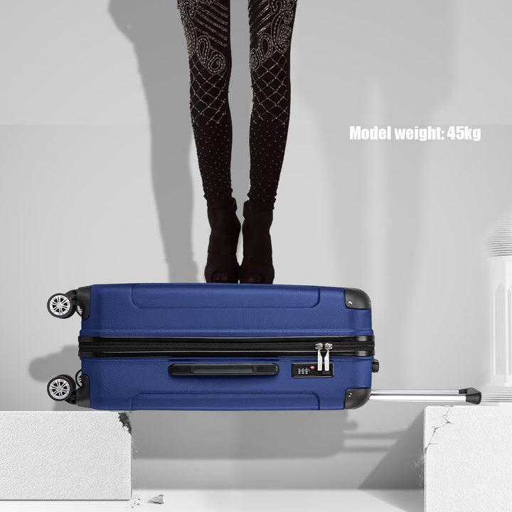 KONO Trolley Handgepäck Koffer 55x35x20cm Rollkoffer Reisekoffer mit 4 Rollen und Schloss (Navy Blau