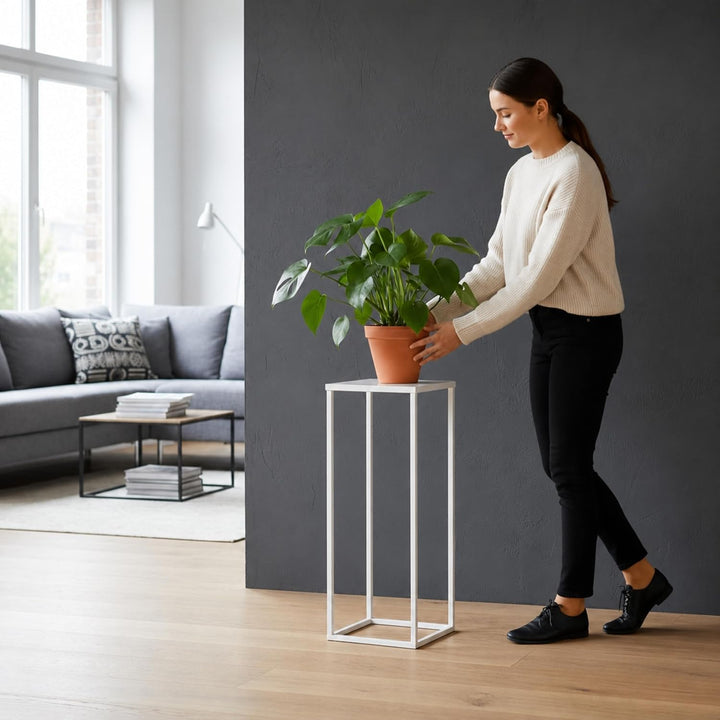 DanDiBo Blumenhocker Metall Weiss Eckig 50 - 70 cm Blumenständer Beistelltisch 96482 Blumensäule Mod