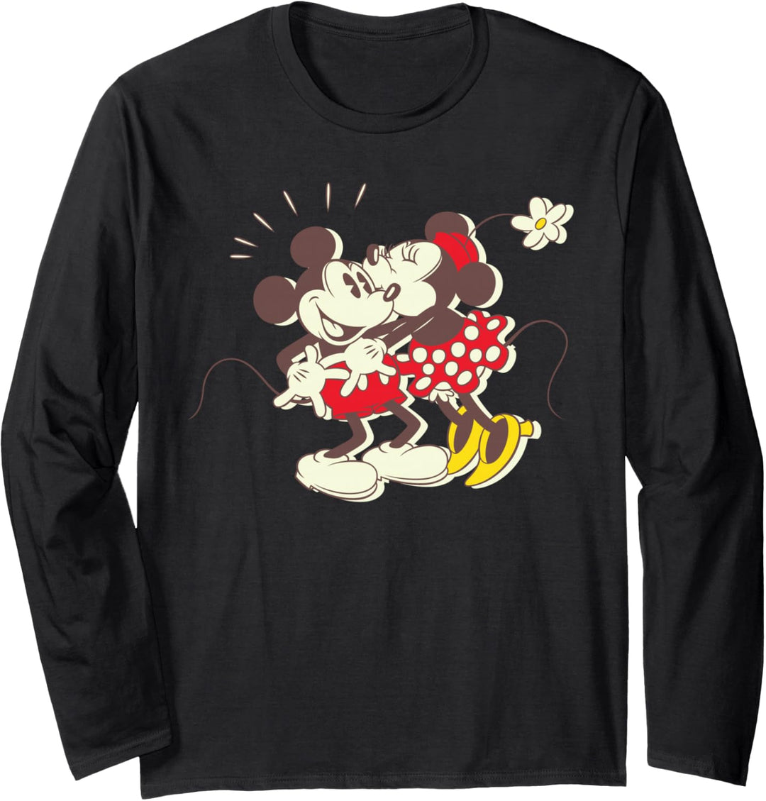 Disney Vintage Mickey and Minnie Mouse Kiss Langarmshirt
