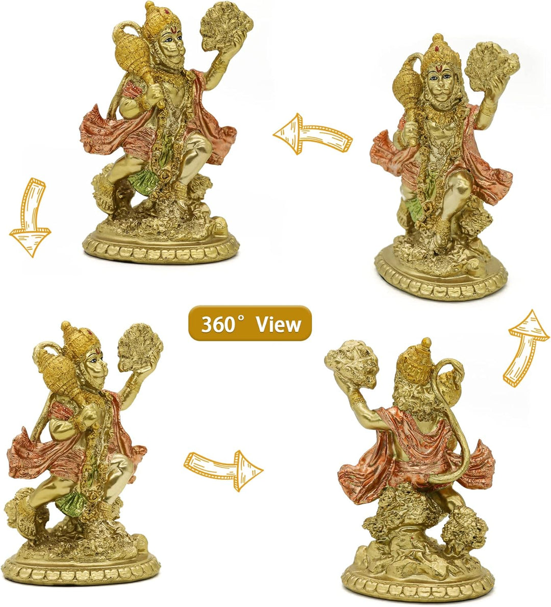HinduGott fliegende HanumanStatue – kleine indische Idol Hanuman Murti Pooja Skulptur Indien Herrn F