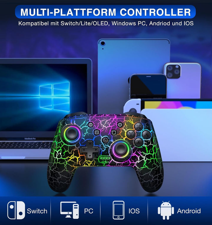 HELLCOOL Switch Controller, Pro Controller Switch mit Präzise Bewegungssteuerung/Dual Vibration/Turb