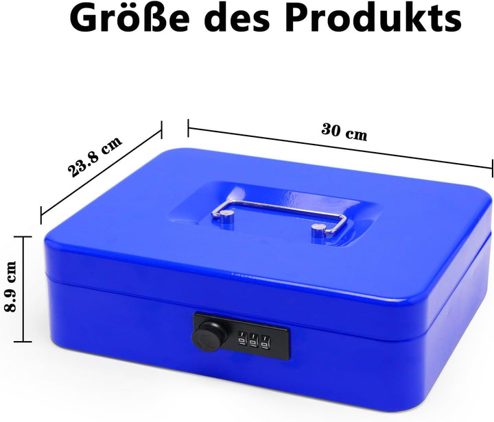 Geldkassette aus Stahl mit Zahlenschloss, kleine Geldkassette aus Metall mit abnehmbarem Geldfach, G