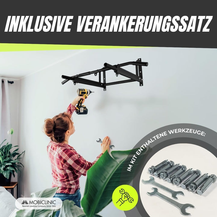 Mobiclinic®, Klimmzugstange, Inklusives befestigungsset, Geeignet für boxsack, Rutschfeste griffe, W
