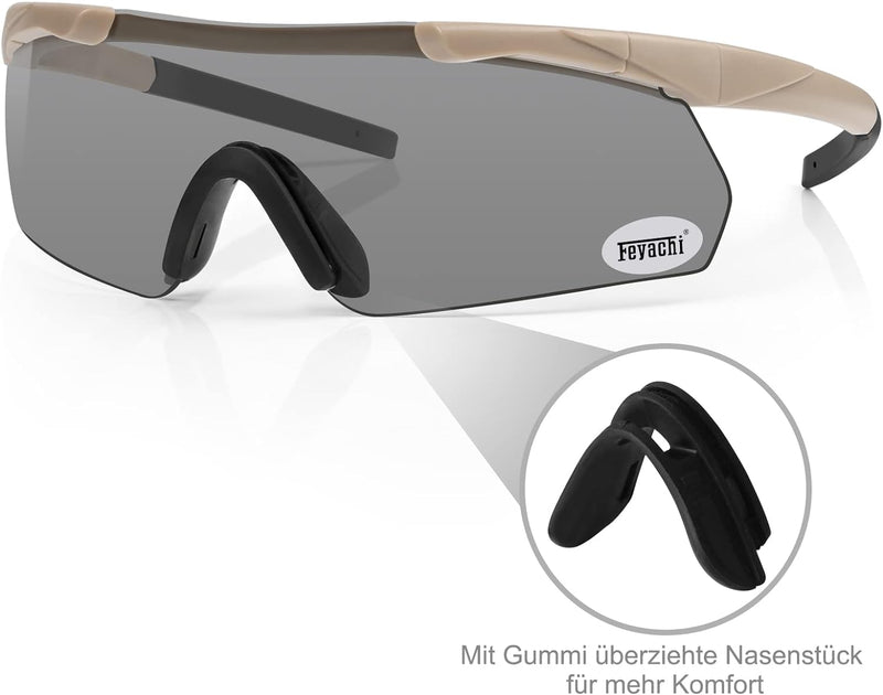 Feyachi Schiessbrille mit 3 Austauschbaren Gläsern, Schutzbrille Schlagfester Augenschutz, UV-400-S