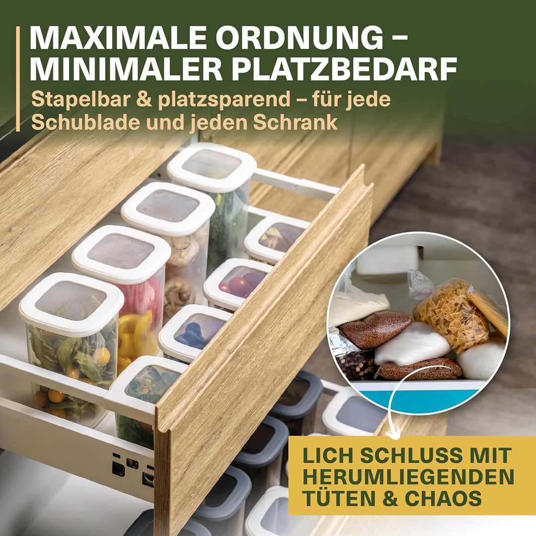 Vorratsdosen mit Deckel Luftdicht, 12er Vorratsbehälter Set BPA-Frei, Vorratsdose zur Müsli Mehl Auf