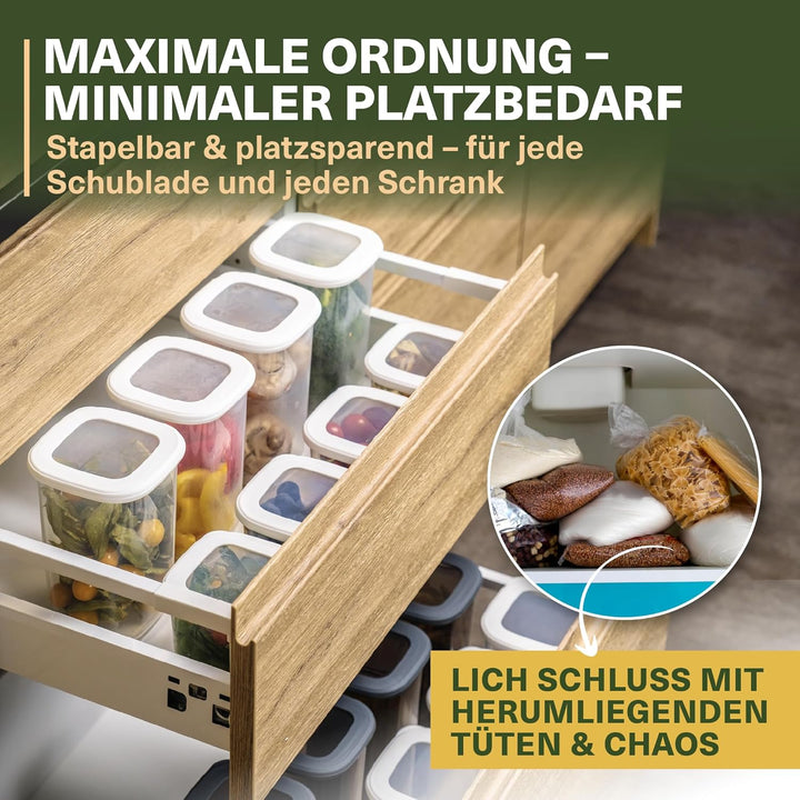 Vorratsdosen mit Deckel Luftdicht, 12er Vorratsbehälter Set BPA-Frei, Vorratsdose zur Müsli Mehl Auf