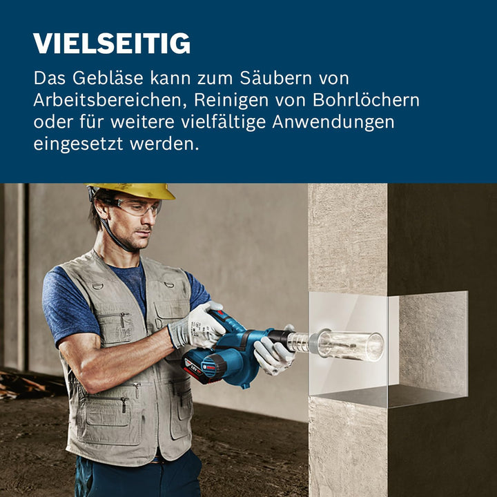 Bosch Professional 18V System Akku Gebläse GBL 18V-120 (bis zu 270 Km/h Luftstromgeschwindigkeit, oh
