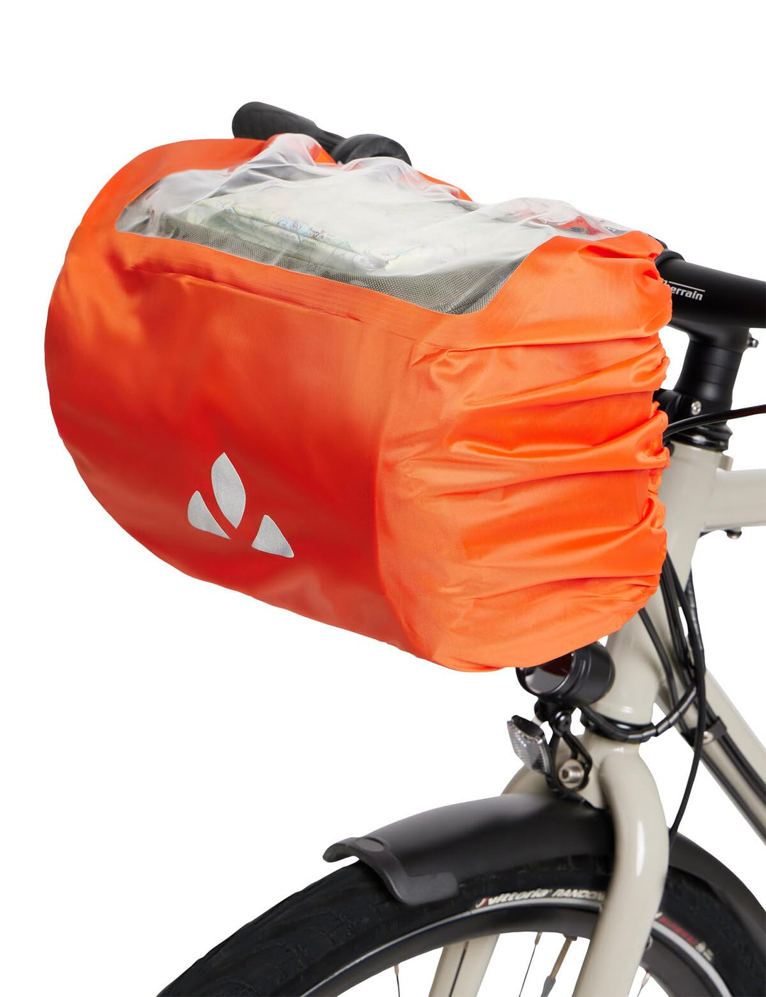 VAUDE Fahrrad Lenkertaschen Regenhülle Raincover, wasserdicht, passend bis 6 l Volumen, orange, Einh