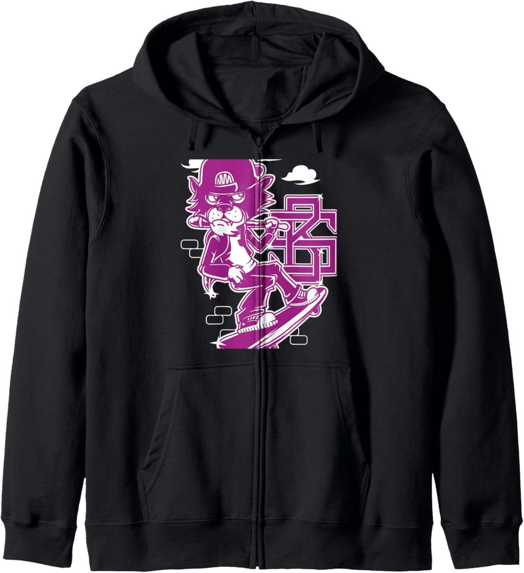 Skater Katze Fantasy Monster Kunst Retro Kapuzenjacke