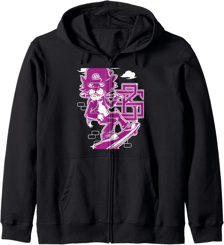 Skater Katze Fantasy Monster Kunst Retro Kapuzenjacke