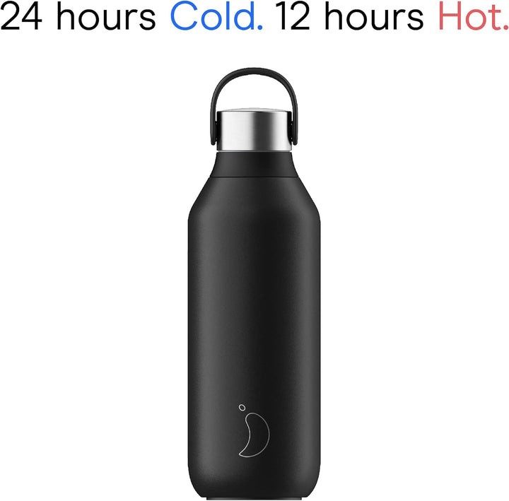 Chilly's Series 2 Trinkflasche - Isolierflasche aus Edelstahl mit Soft-Touch-Kragen & Trageschlaufe